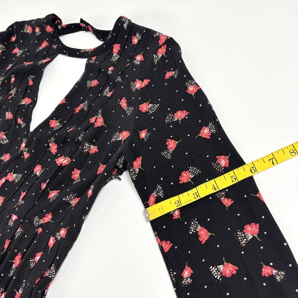 Free People Black Red Floral Mini Dress – Size 8 - Picture 14 of 16